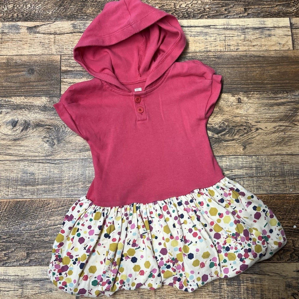 Tea Brand Dress Baby Girls 6-12m Hooded Ruffle Abstract Artsy